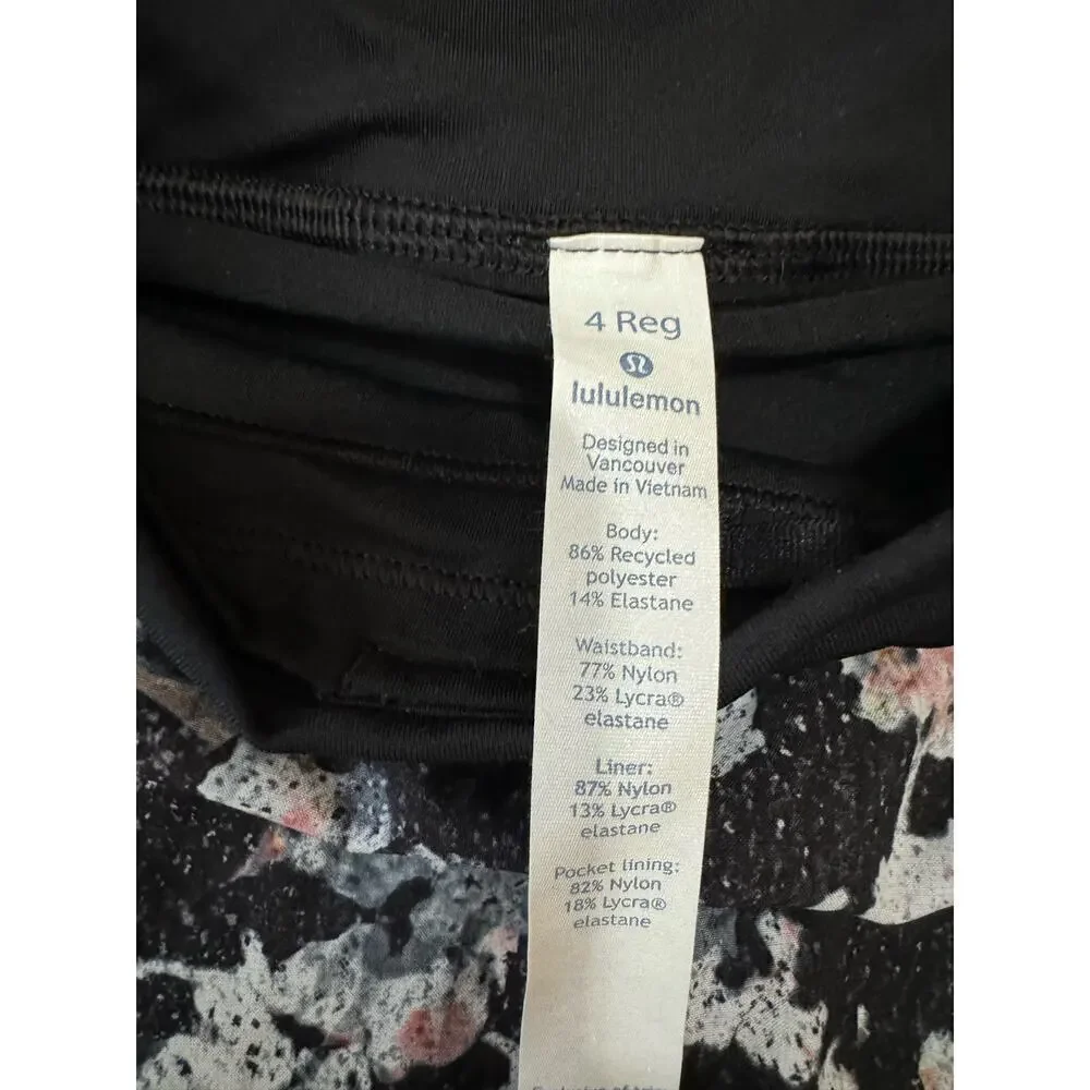 Lululemon Pace Rival Skirt Skort Floral Print Mid Rise Black Pink Size 4